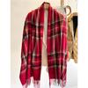 Autumn And Winter Imitation Cashmere Scarf With Grid And Versatile Temperament, Long Tassel Shawl For Warm Women