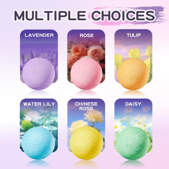 6Pcs 100G Salt Bath Bombs Plants Extract Essential Oils Handmade Fizzies Balls Dry Skin Moisturizing Shower Ball Relaxation Spa Gift