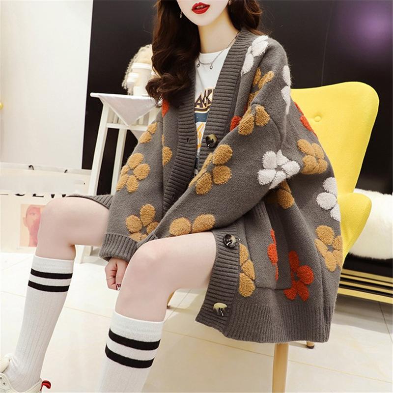Sweet Sweater Jacket Women's Fall and Winter Women's Small Fresh Lazy Wind Knitted Cardigan Tide Comfortable Versatile and Fashionable