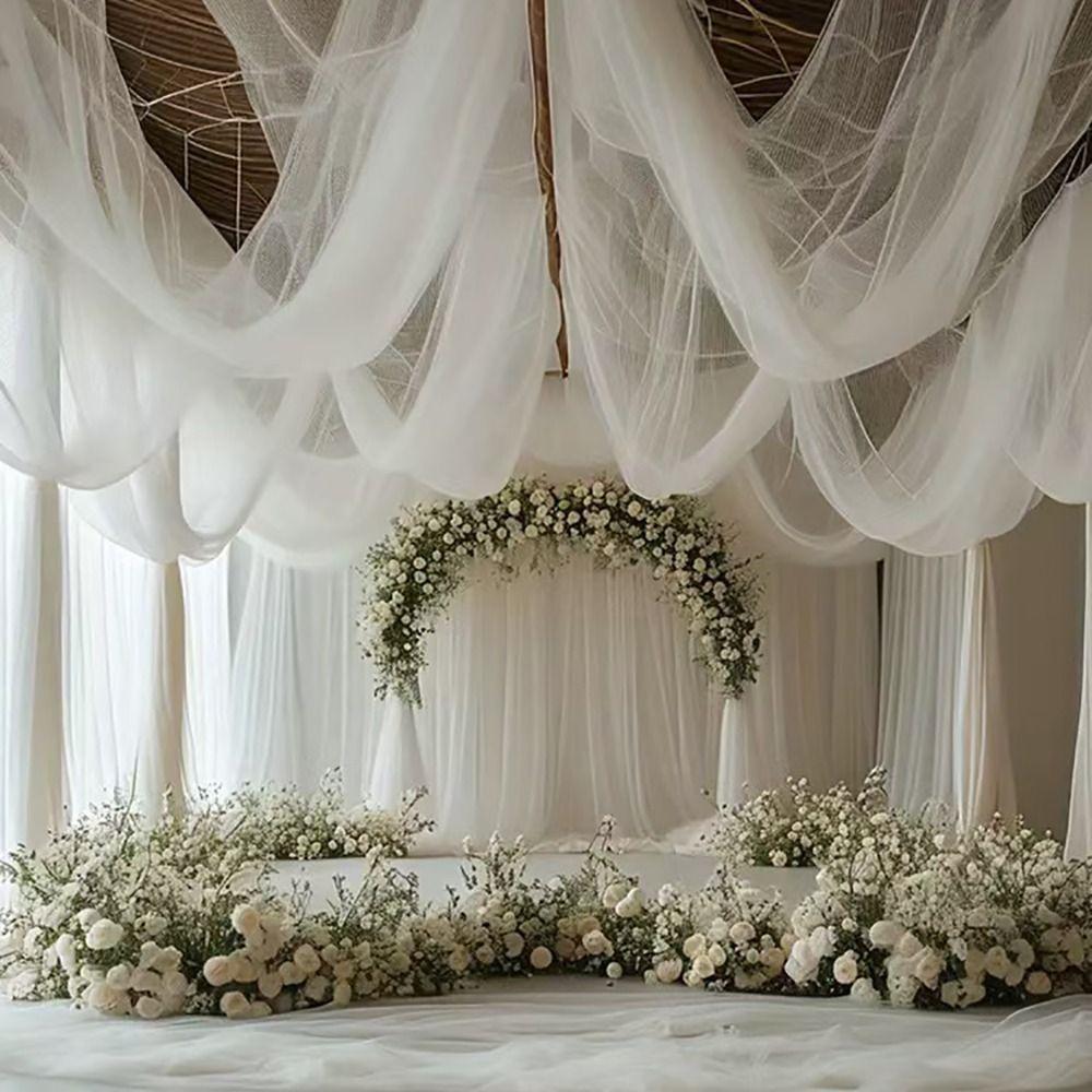 White Pink Wedding Tulle Arch Elegant Backdrop Fabric Arch Draping Fabric Birthday Party