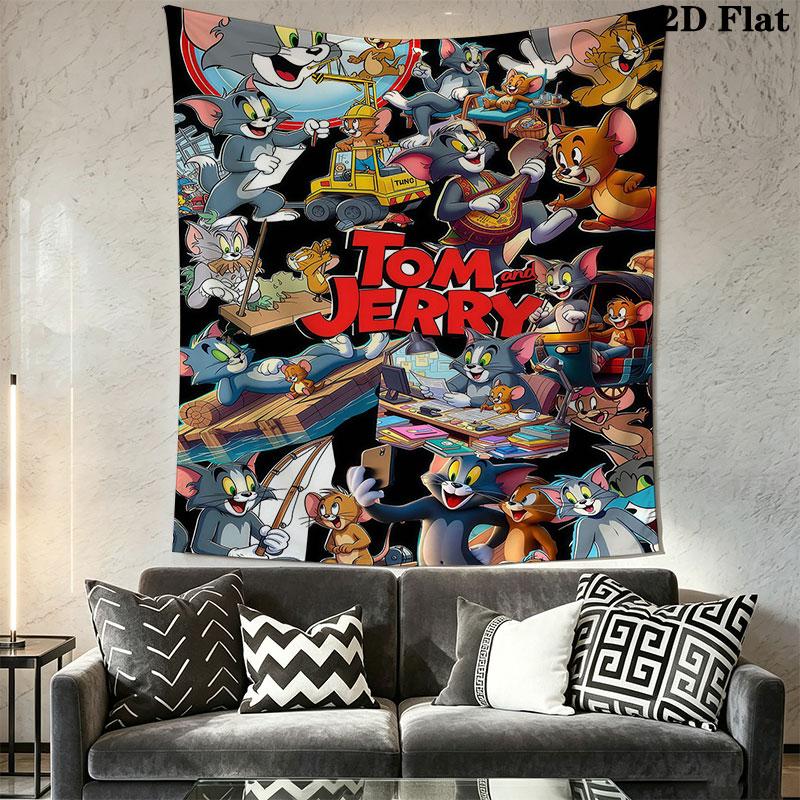 Tom and Jerry A Wall Hanging Printed Fabric Blanket Decorative Tapestries for Bedroom Living Room Home Decor