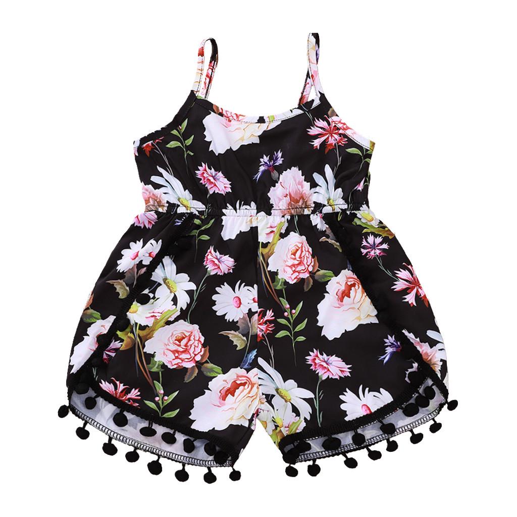 

(SU)Комбинезон без рукавов с цветочным принтом для маленьких девочек, одежда принцессы 100 чёрный