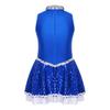 Girls Cheerleading Costume Shiny Sequins Dress Sleeveless Round Neck with Invisible Back Zipper for Dance