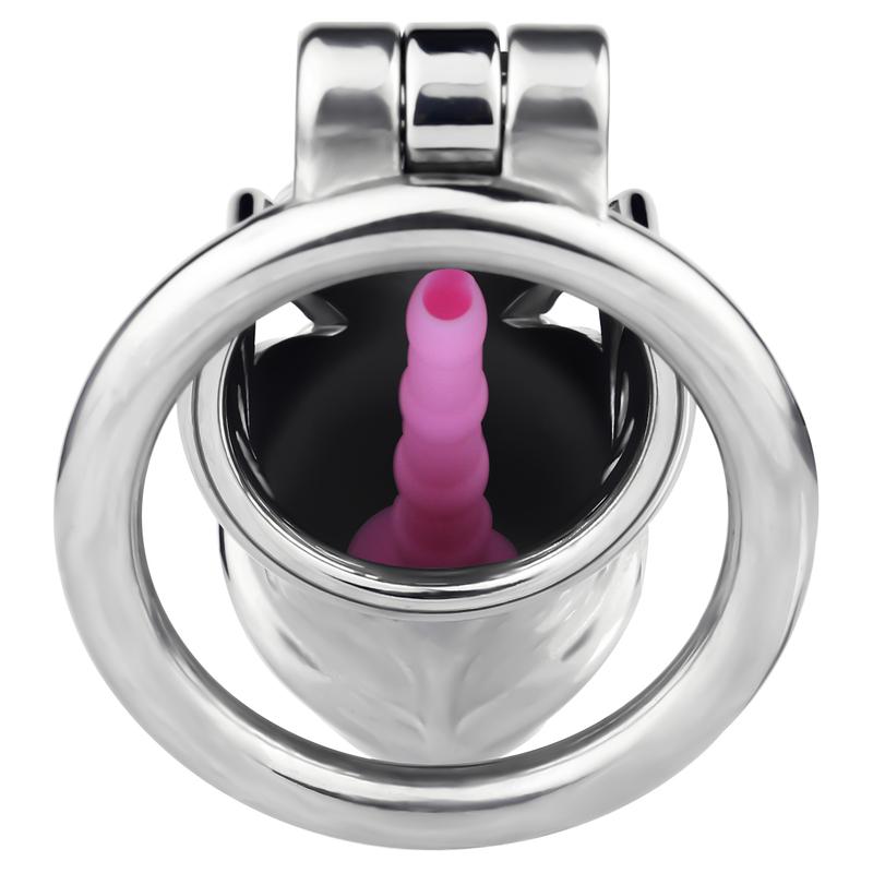 LEZEE Male Chastity Cage Chastity Belt With Peeing Hole Silicone Imitation Clitoris Plug Penis Cages Urethral Lock Sex Toys