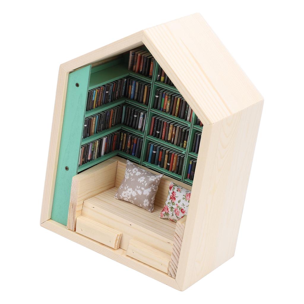 Bookshelf Mini House Kit Wooden Decorative Exquisite Cute Long Life Tiny House Kit for Bedroom Study
