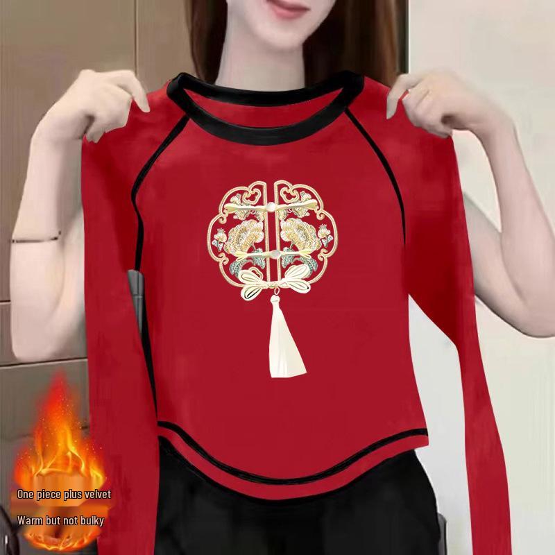 

Women s Double-Sided German Velvet Long-Sleeve Shirt - 2024 Autumn/Winter INS Style Chic Top M for 50-57.5 kg