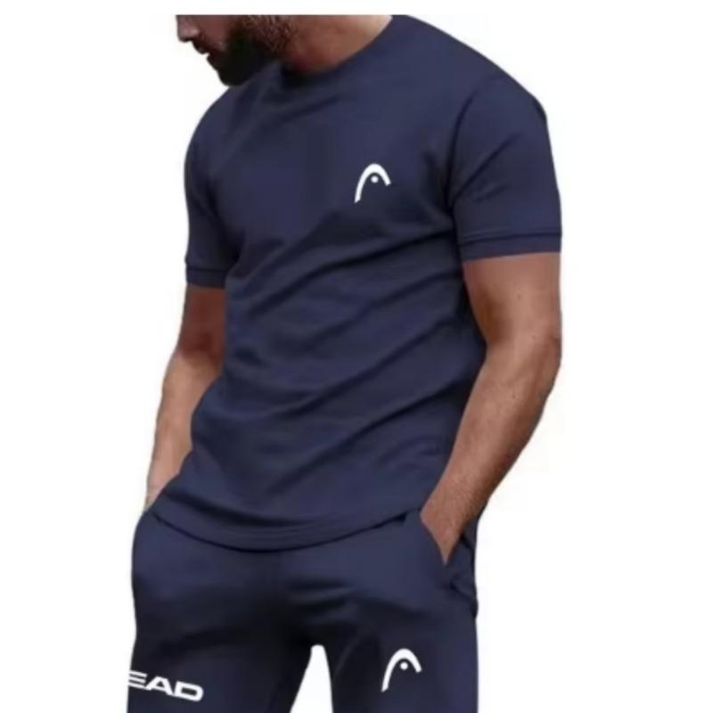 

Чоловічий дихаючий спортивний одяг для тенісу, літній спортивний костюм для бадмінтону та бігу на відкритому повітрі, вільний комплект шортів з короткими рукавами 2025 року L