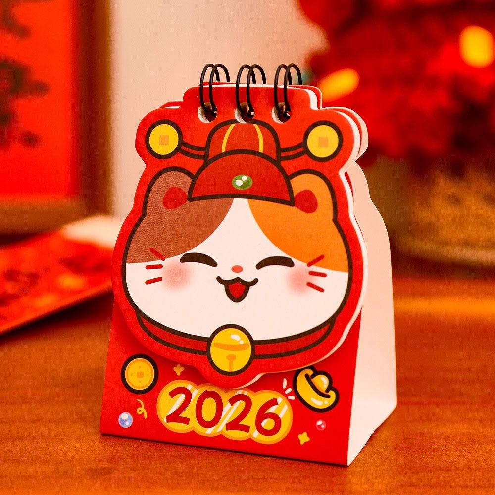 Red Mini Calendar Cartoon Schedule Planner Creative 2026 Coil Calendar  Office School Home
