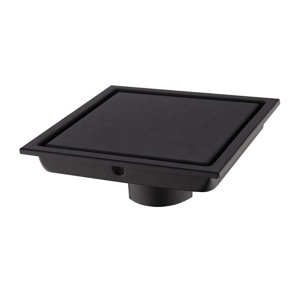 Bathroom/cleanroom Floor Cupc Drain Tile Insert Invisible square Drain (Black,Stainless Steel)