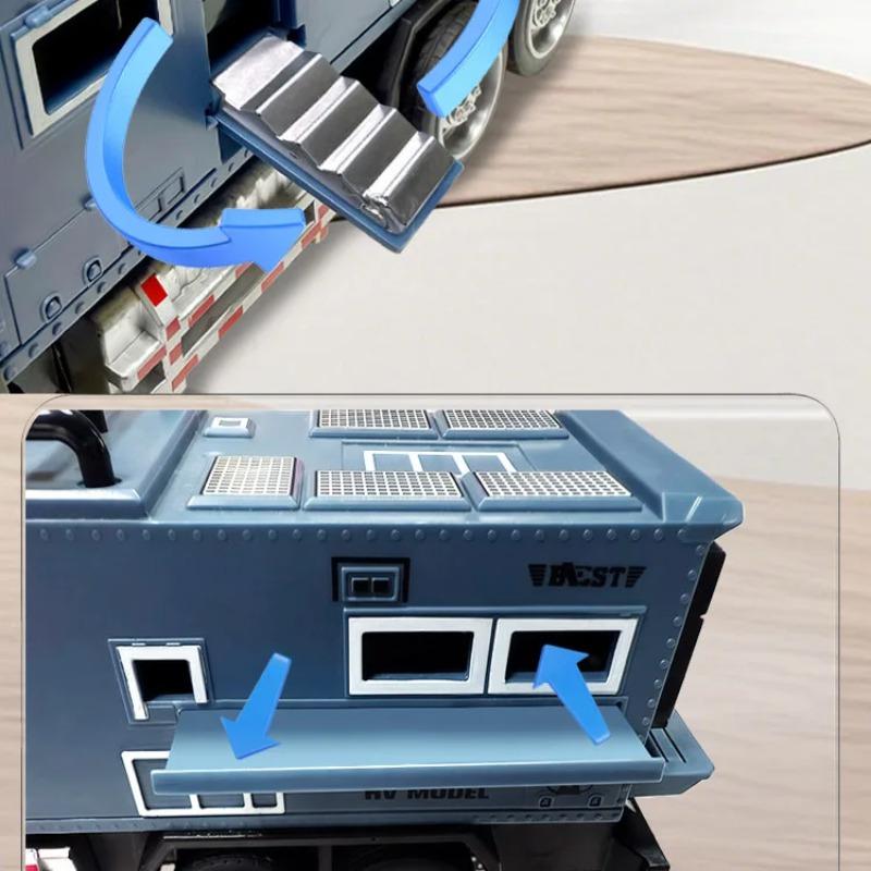 1/24 Maßstab Geländewagen Modell Miniatur Wohnmobil Spielzeug Metall Druckguss Türen Geöffnet Rückziehbar Campingwagen Modelle für Jungen