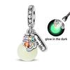 925 Silver Luminous Elf Lantern Fish Glass Planet Pendant Fit Pandach 925 Bracelet DIY Jewelry Design