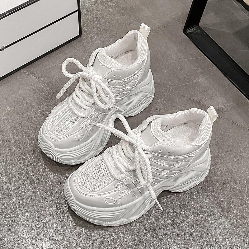 European Fashionable Platform Dad Shoes Women's 2025 Spring New Small Height Increase Polish Sports Shoes Casual Shoes Tide