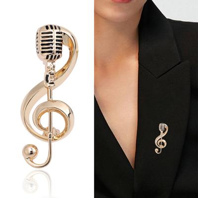 Broche de nota musical, alfileres brillantes, accesorios de ropa, broche con diamantes, ramillete sencillo