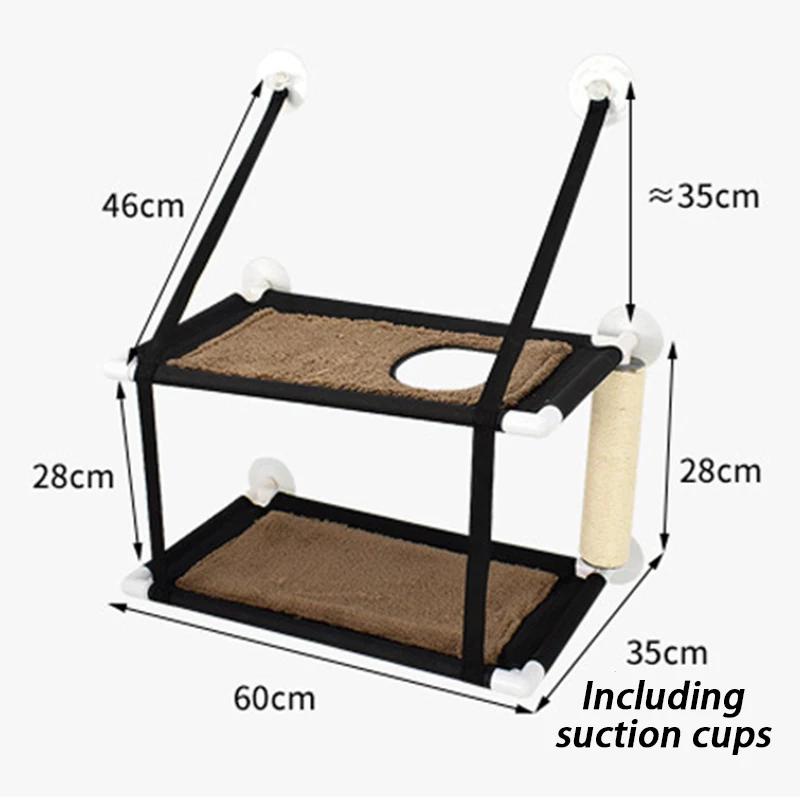 Double-layer Kitten Hammack Hanging Window Sunbathing Cat Hammack Velvet Mat Suction Cup Cat Sisal Scratching Post Durable