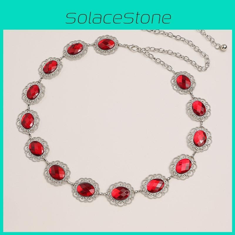 Hollow Stylish Metal Waist Chain With Rhinestone Accents For Fashion Women