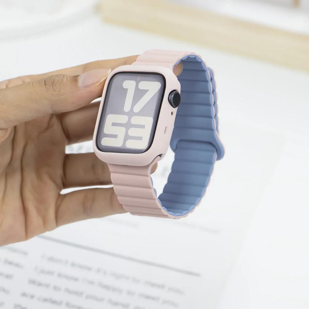 Koreanisch Niedliches Silikonarmband + Hülle Für Apple Watch Armband 44mm 45mm 49mm 42mm 40/38mm 41MM Frauenarmband Für iWatch 9 7 8 6 5 4 SE