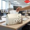 2D Flat, 1pc Tissue Box, Printed on Both Sides, Versatile Tissue Holder Featuring a Beige Dandelion Design Sturdy Polyester Organizer for Holiday Home