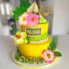25 Piezas Decoración de Pastel de Flores Decoración de Pastel Hawaiana Decoración de Flores y Hojas de Palma para Decoración de Fiesta de Flores