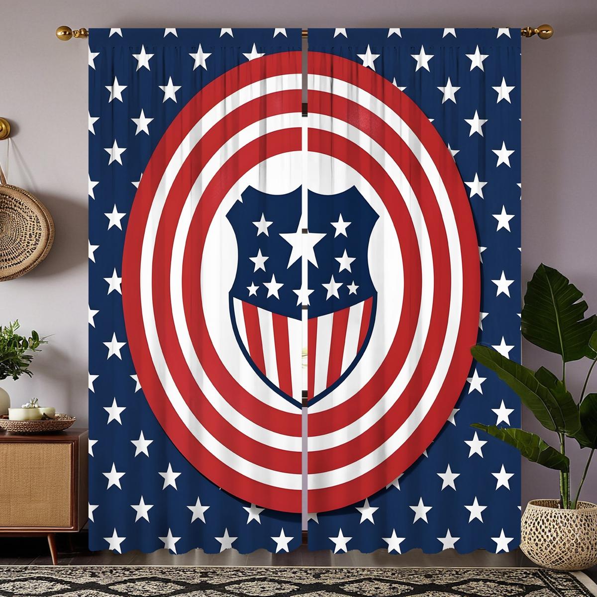 

2 шт. HD День независимости Флаг Звезда Декоративная занавеска Красный Галстук цифровая печать занавеска Украшение дома стиль Украшение жизни W52H63inchW132H160cm