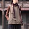 Women's 2025 Winter Ethnic Style Retro Cotton Vest with Stand Collar and Handmade Frog Buttons