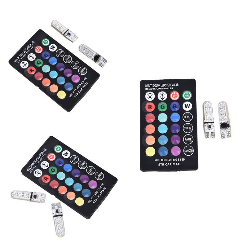 

2шт T10 5050 W5W 6 Smd пульт дистанционного управления Rgb светодиодный автомобильный купольный светильник для чтения, лампа накаливания