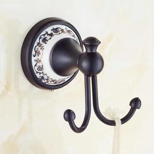 Black poceilain decoration finish copper Brass Bathroom accessories Bath Hardware Set Towel Rack Towel Bar Paper Holder