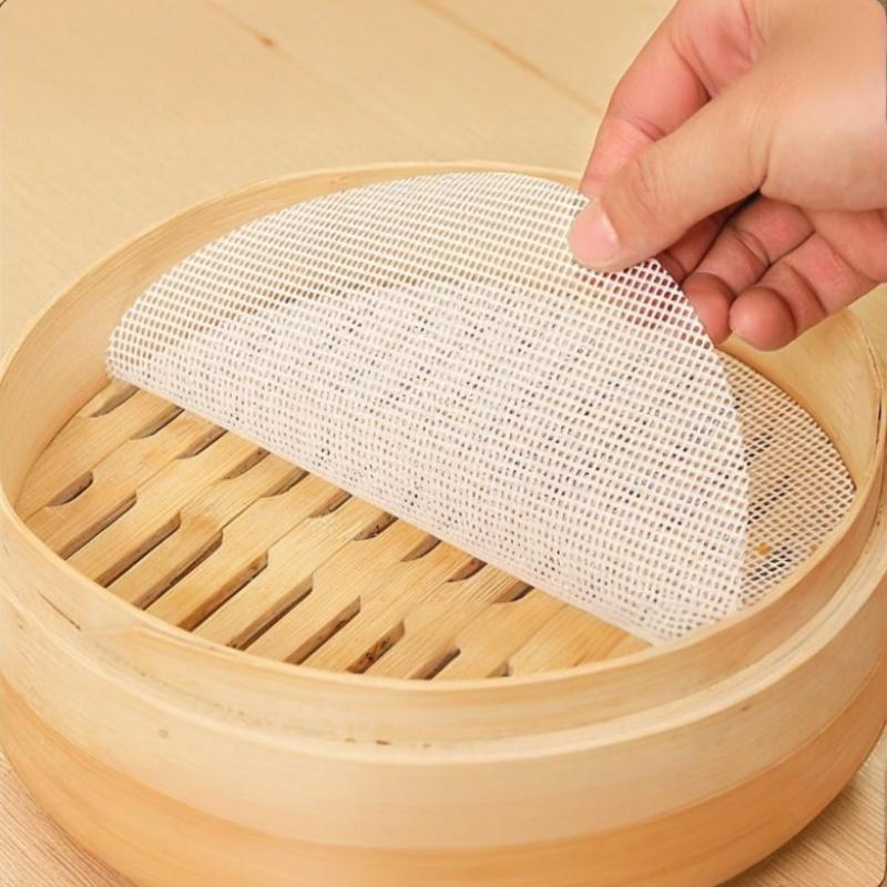 

3 шт./набор многоразовых силиконовых антипригарных вкладышей для пароварки, круглые коврики для приготовления на пару для бамбуковой пароварки, термостойкие кухонные белый