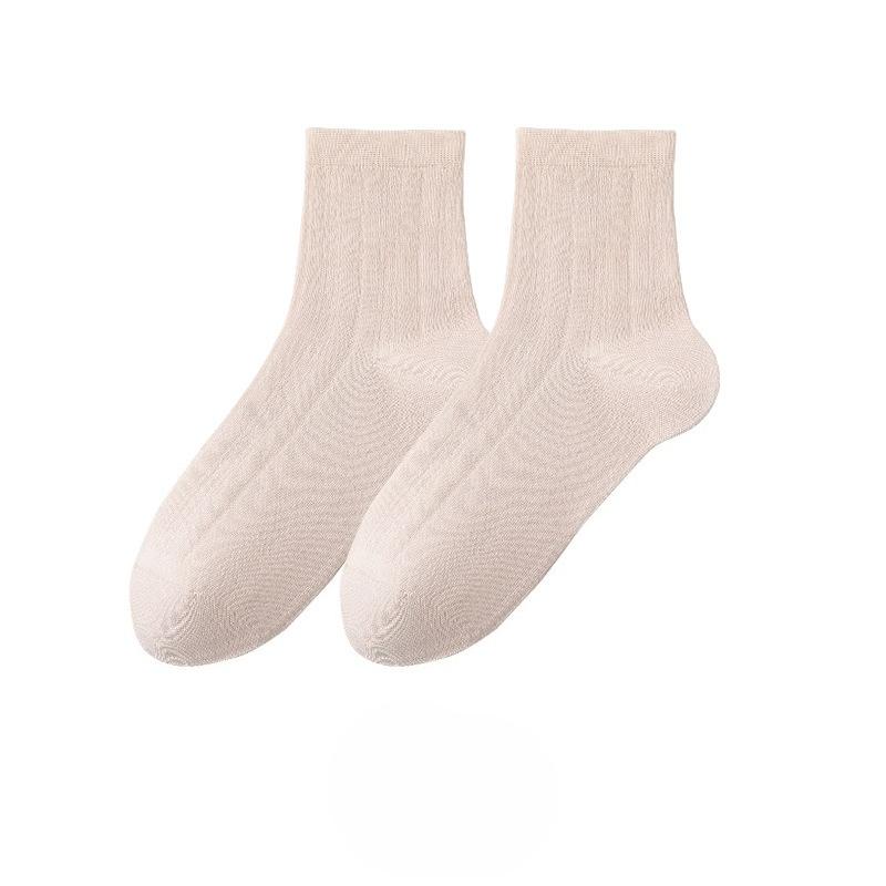 Women's Summer Thin Sweat-absorbing and Odor-proof Mid-calf Socks, Simple Solid Color Mesh Breathable Boneless Socks