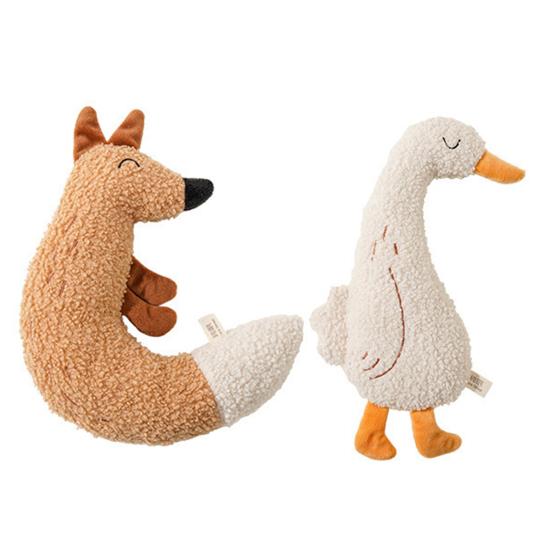 Plush Catnip Toy with Crinkle Paper Fox & Goose Designs Soft Skin-friendly Interactive Cat Toy for Anxiety Relief Solo Play