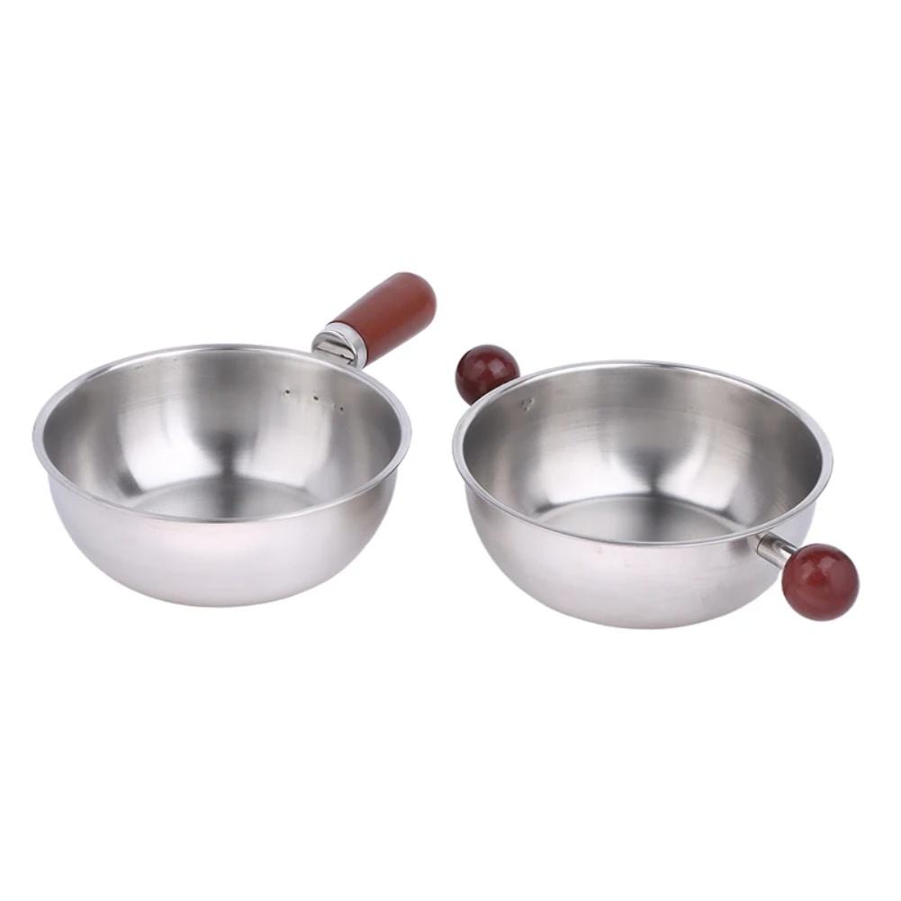 Multifunction Use Stainless Steel Pan Wooden Handle Pan