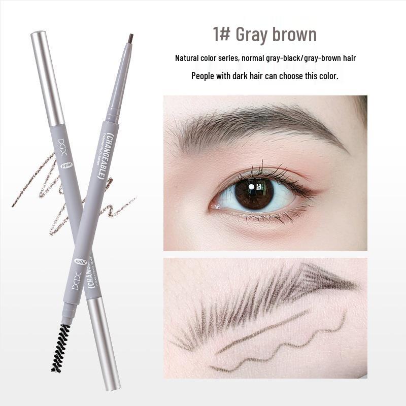 Xixi 3D Misty Eyebrow Pencil: Natural, Distinct Strokes; Waterproof, Sweatproof, Smudge-Proof; Double-Ended.