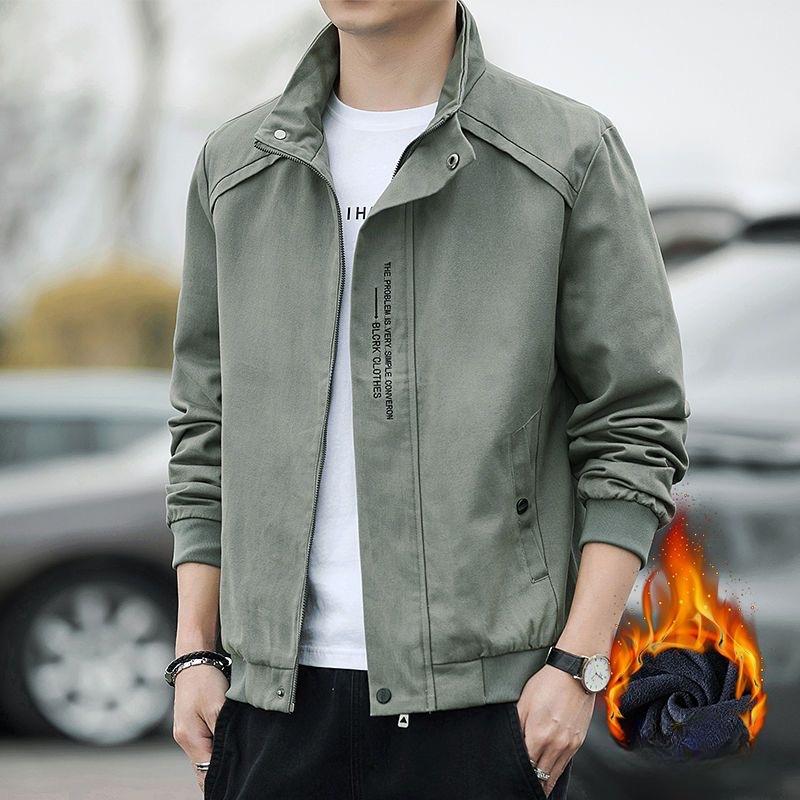 

Autumn Men s Jacket Stand Collar Solid Color Embroidery Sports Casual Loose Shirt Men s Coat Korean Version of the Trend Brand 4XL