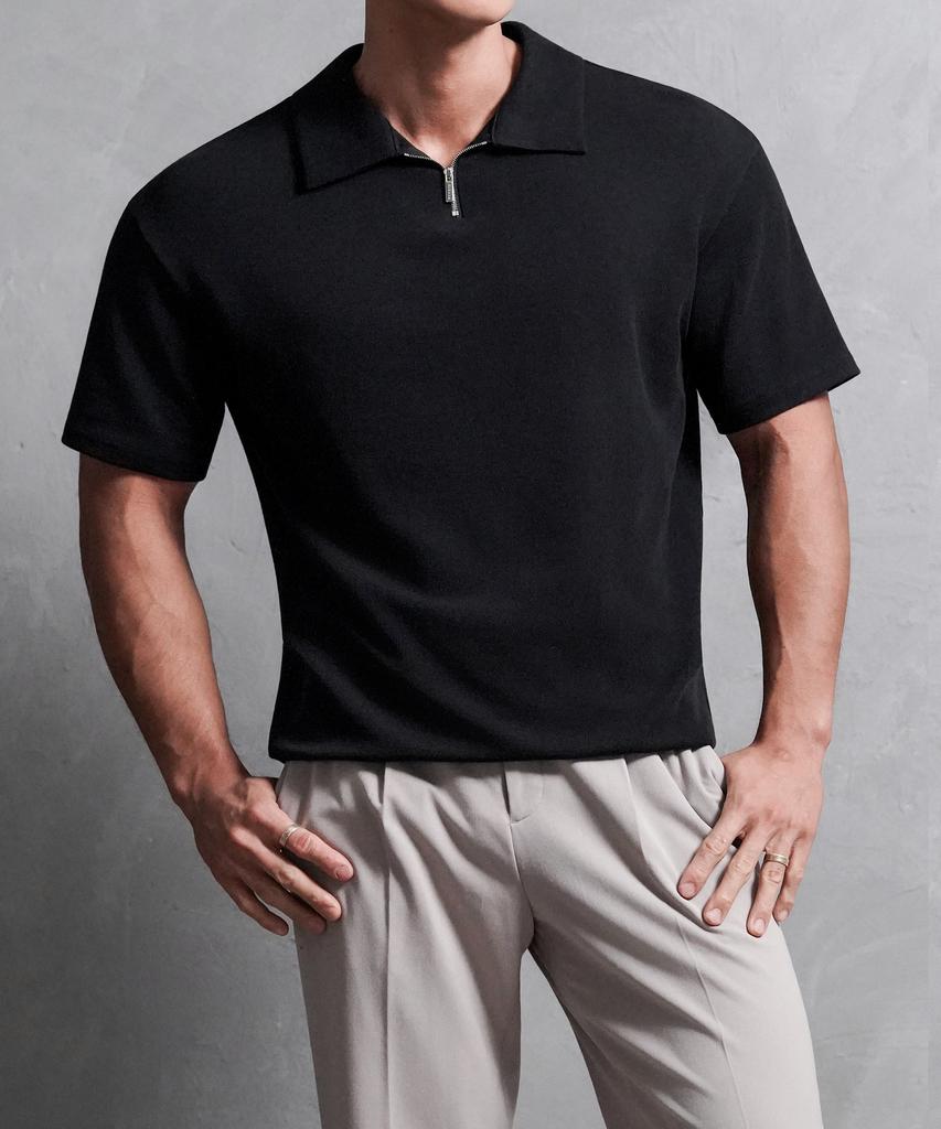 Dibala Automatic Tucking Fake Drop Oversized Half-Zip Polo Shirt Short Sleeve T-Shirt