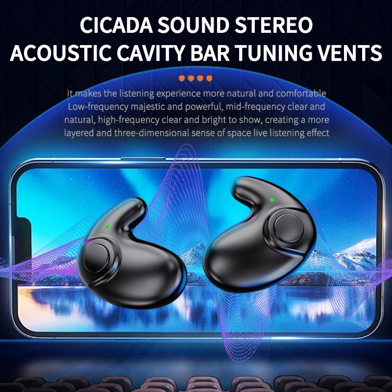 Mini Sleep Bluetooth Earphones, Comfortable Fit for Side Sleepers, Binaural Stereo Sound, Wireless