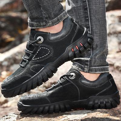 Spring and Autumn New Men's Leather Outdoor Sports Casual Shoes All-Match Leather Shoes Top Layer Cowhide Soft Bottom Mountaineering Hiking Shoes