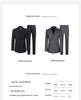 Men's Slim Fit Double-Breasted Gray Striped Suit - British Style Business Casual/Formal Tuxedo for Groom or Wedding.