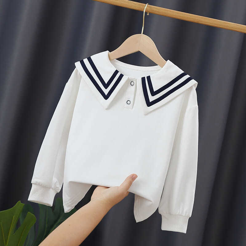 

Корейська біла дитяча футболка на весну та осінь для дівчаток 160