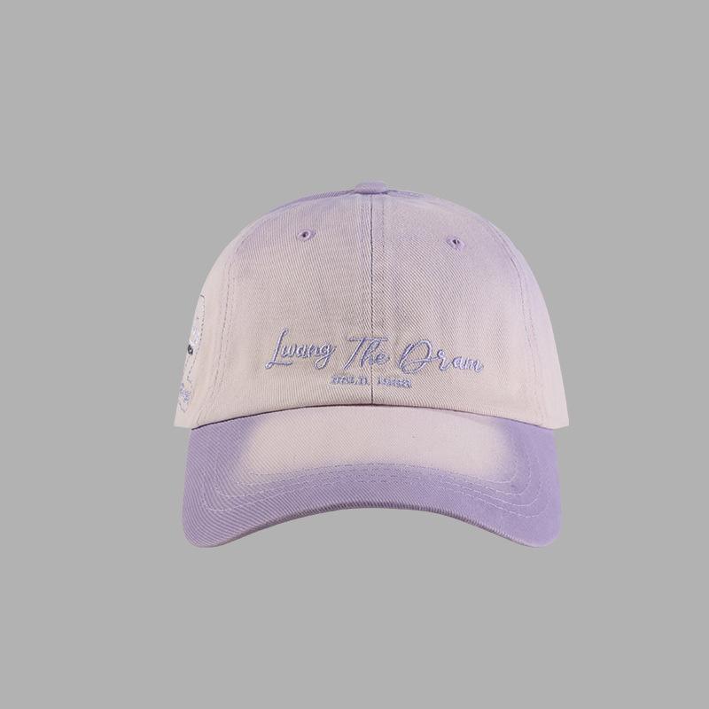 Gradient Washed Dye Retro Style Letter Embroidered Adjustable Sun Protection  Unisex Baseball Cap Custom Size