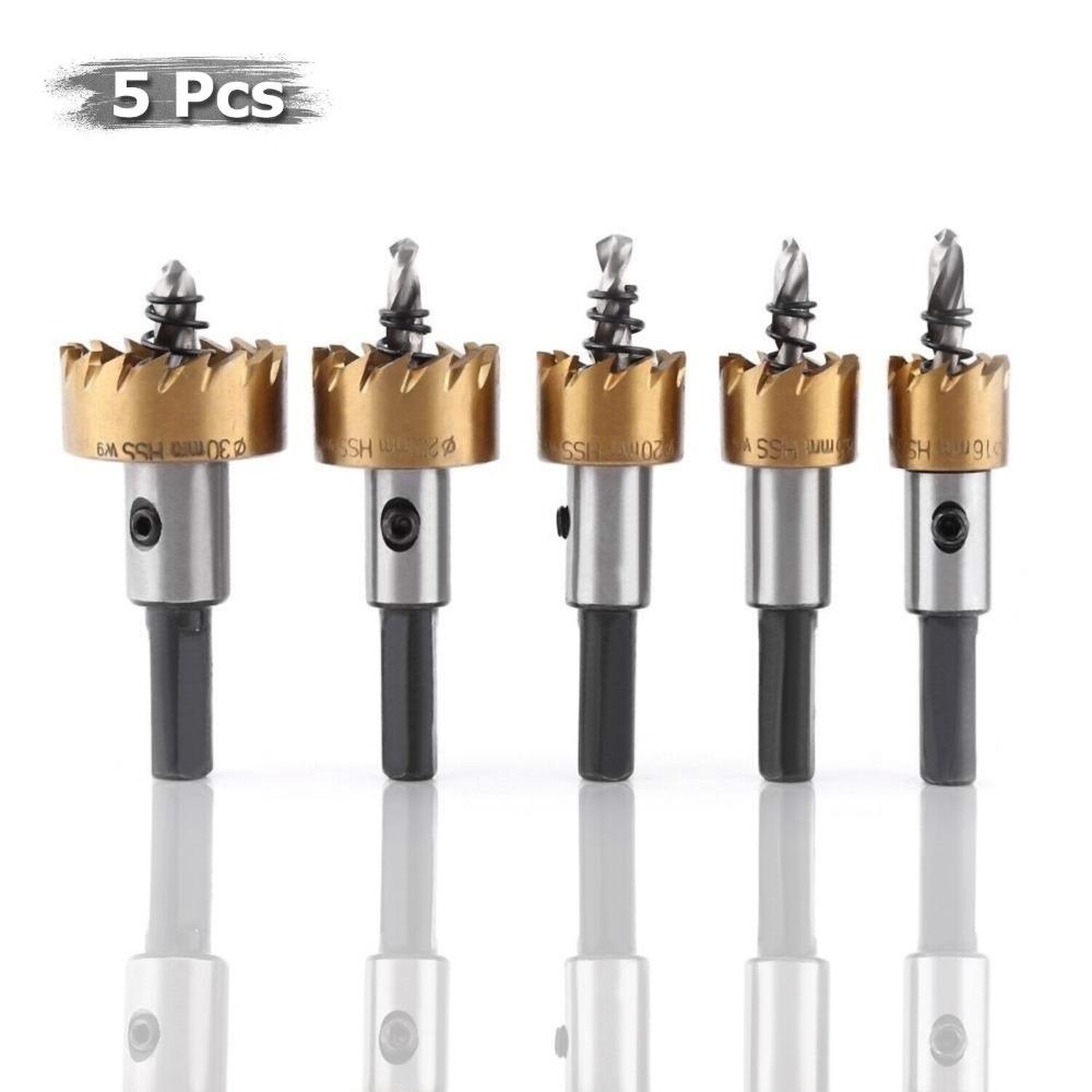 

5Pcs/Set 16-30mm HSS Drill Bit High Speed Steel Quickly Hole Serration Kit Durable Diamond Core Bit For Metal Wood Alloy золотой