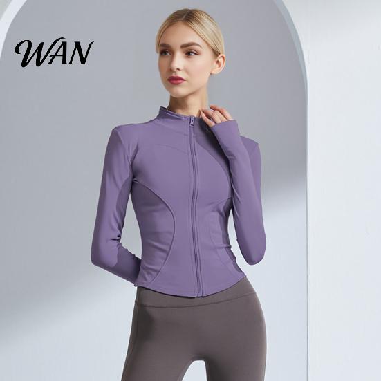 Thumb Hole Sleeves Yoga Top Women Long Sleeve Workout Tops Quick Dry Full Zip Crop Athletic Slim Sweat-wicking Wear Fit Shirts Sportwear with