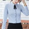 Spring Thin Striped Blouses Women's Commute All-match Polo Collar Loose Solid Color Casual Single-breasted Long Sleeve Shirts