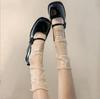 Summer White Mesh Lace Scrunched Women's Mid-Calf Cute JK Crystal Socks