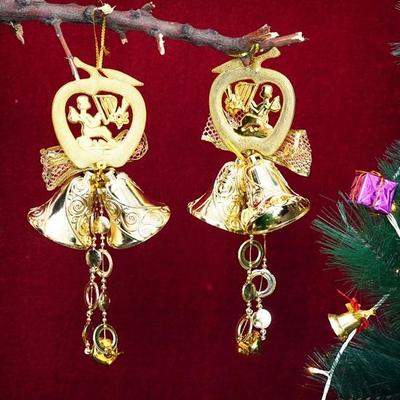 2'li paket Noel Ağacı Dekorasyon Öğeleri Ana Kapı Duvar Ağacı için Çanlar Asılı Çanlar Sahne Dekoratif Süsler Ev Ofis için Noel Dekor