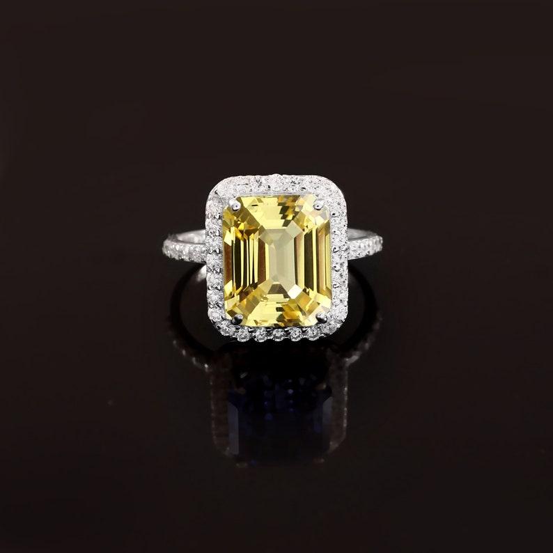 5.25 Carat Natural Yellow Sapphire Gemstone Handmade 925 Sterling Silver Engagement Wedding Gift Ring For Her
