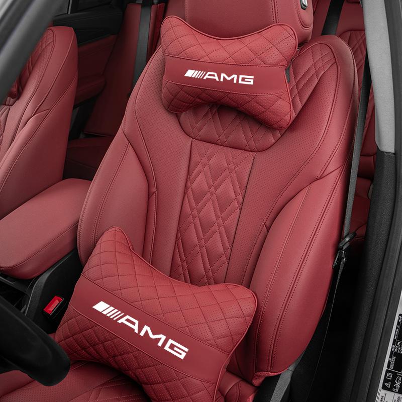 GLC GLB Car Leather Headrest Seat Lumbar Pillow Accessories For Mercedes Benz AMG W203 W206 W220 W205 W211 W177 W204 W213 W214