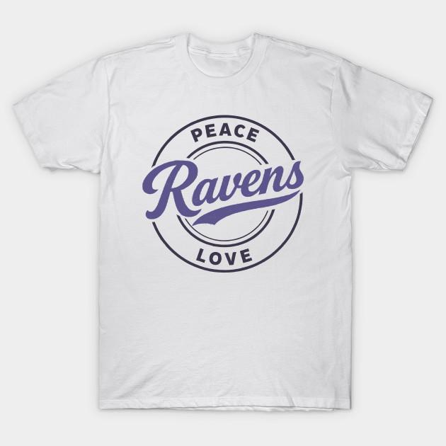 

Men Black Print T-shirt Peace Love Ravens No-Cut Transfer Paper Print Cotton Tshirt 2XL білий