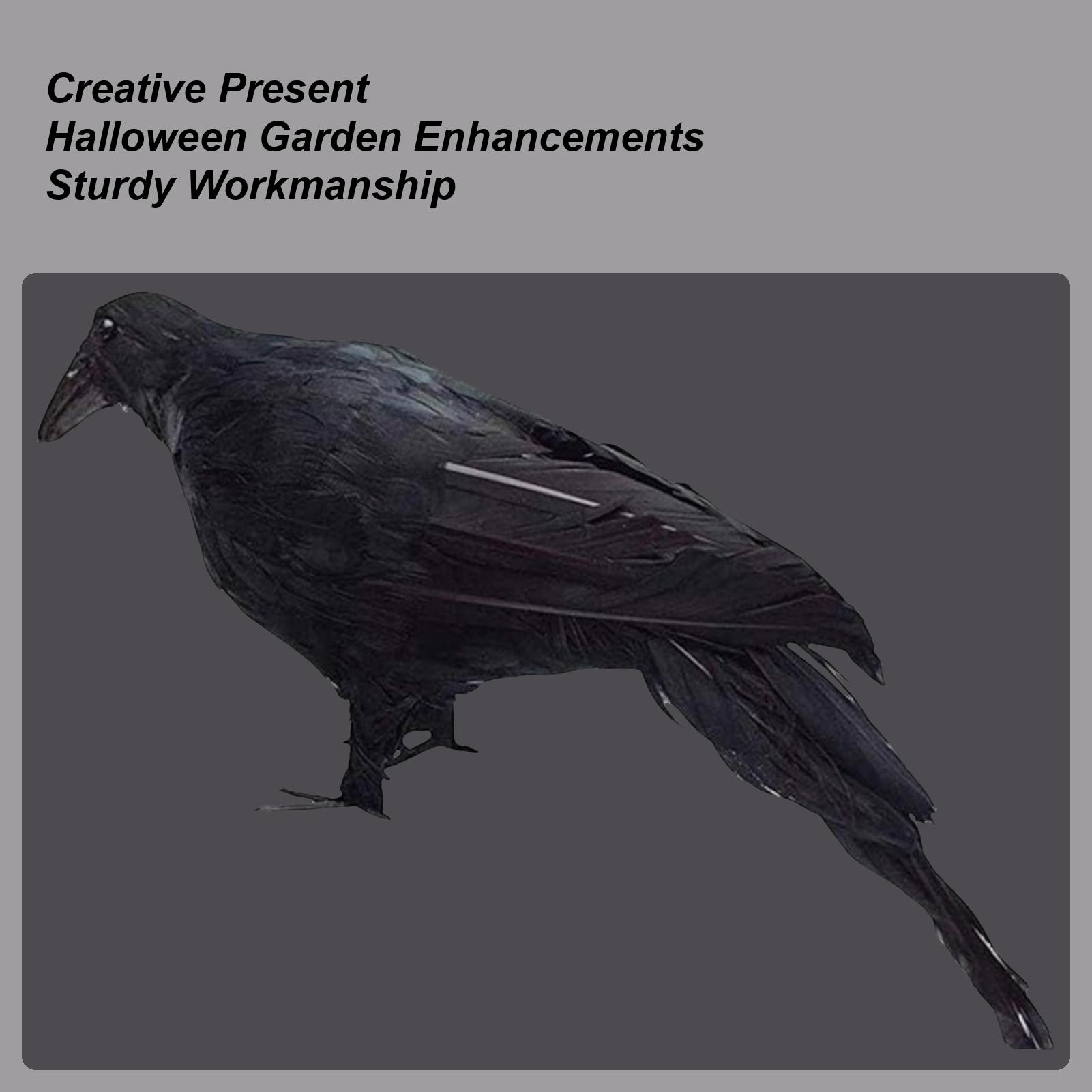 

Halloween Black Crows Handmade Black Feathered Crow Statue Decorative Animal Birds Figurine Halloween Yard Decoration For Yard China Mainland