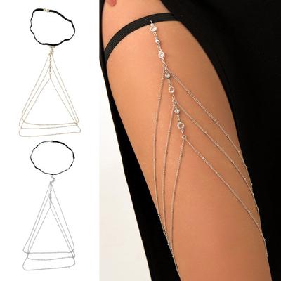 Corrente de coxa sexy feminina multicamadas de diamante branco corrente de corpo ajustável luxuosa