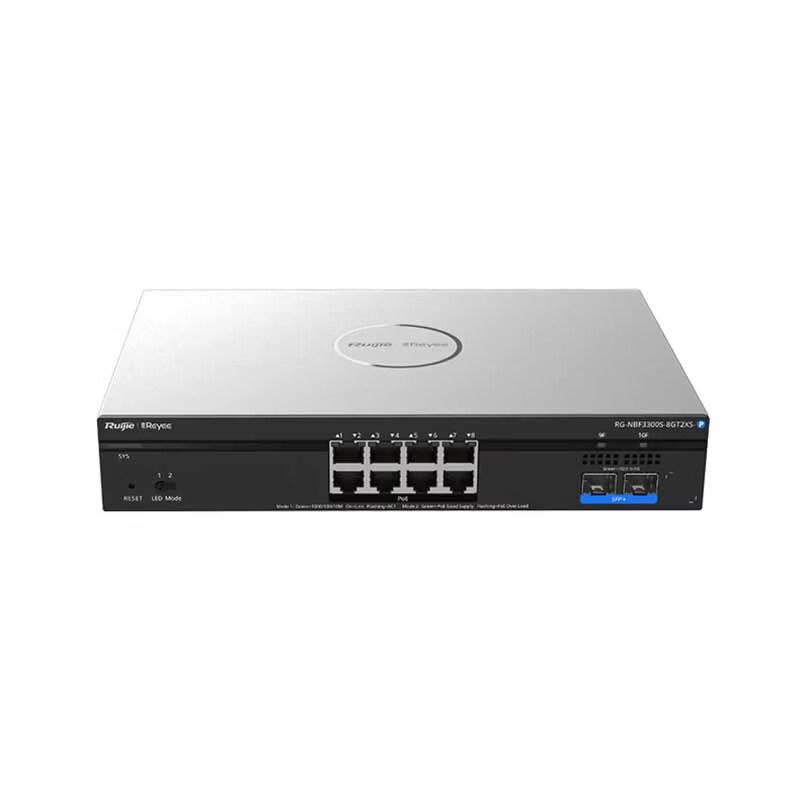Ruijie RG-NBF3300S 8-Port PoE+ Layer 2 Managed Access Switch with 2x 10G SFP+ Uplinks