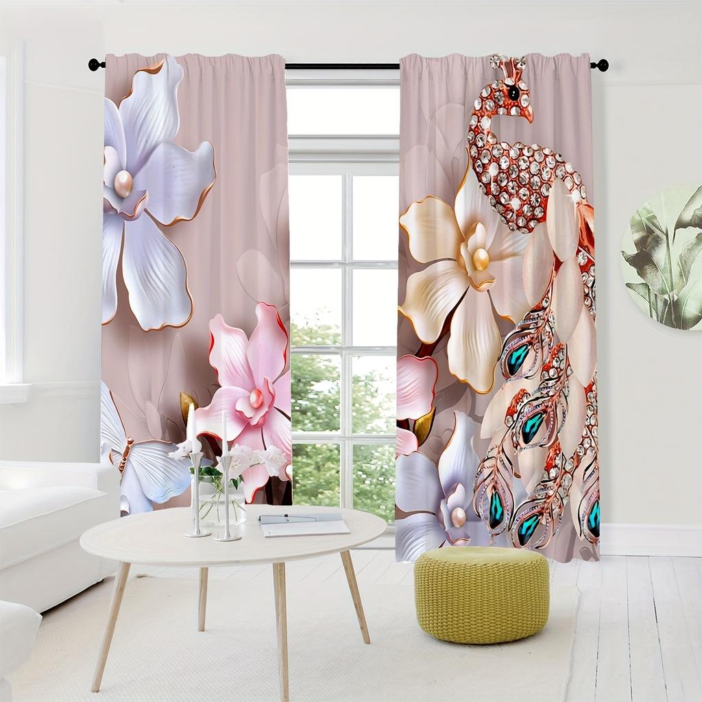 2szt. Kwiatowe wzory zasłony dekoracyjne zasłony okienne osłony okienne do sypialni salonu dekoracja domu dekoracja pokoju